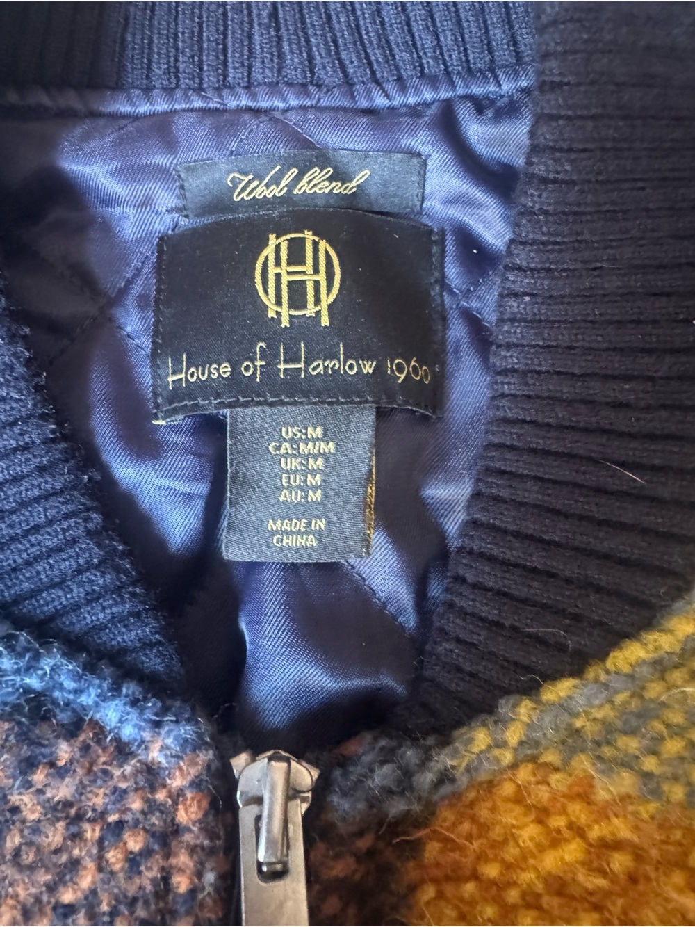 House of Harlow 1960 Plaid Bomber Jacket in Yellow, Blue & Black - Picture 4 of 7